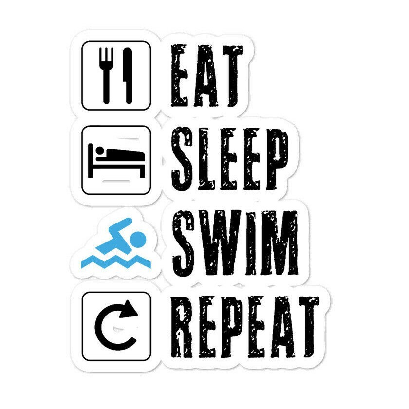 Eat Sleep Swim Repeat Sticker Swimming Swimmer Women Men Pool I Can Fly Fitness