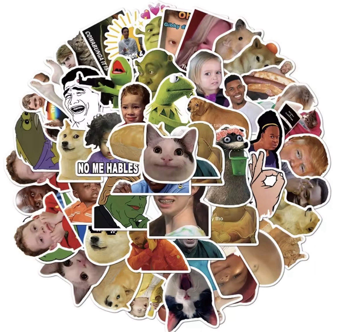 Meme Funny Style Stickers 50pk Mixed Stickers Vine Style Matte Finish Stickers