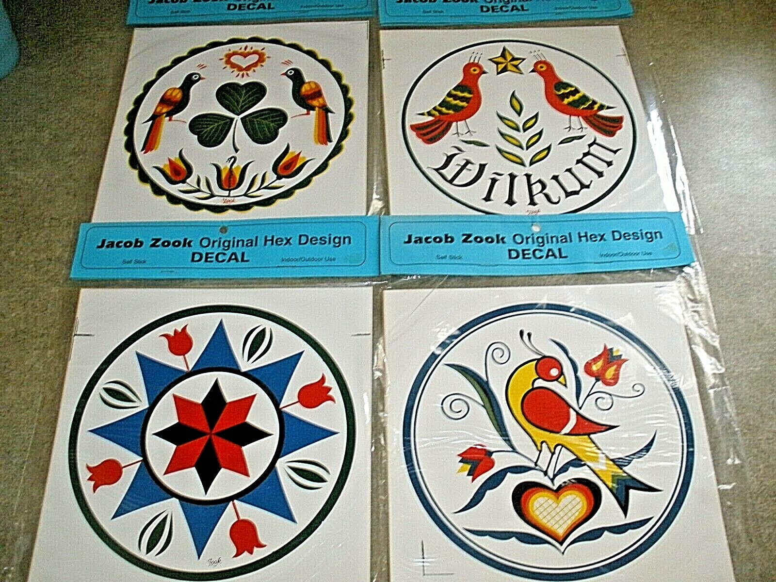 4 Different Jacob Zook Original Hex Design Decal Decals Indoor/Outdoor (GS1)