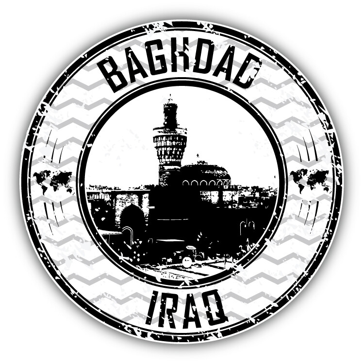 Baghdad Iraq Grunge Rubber Stamp Travel Car Bumper Sticker Decal