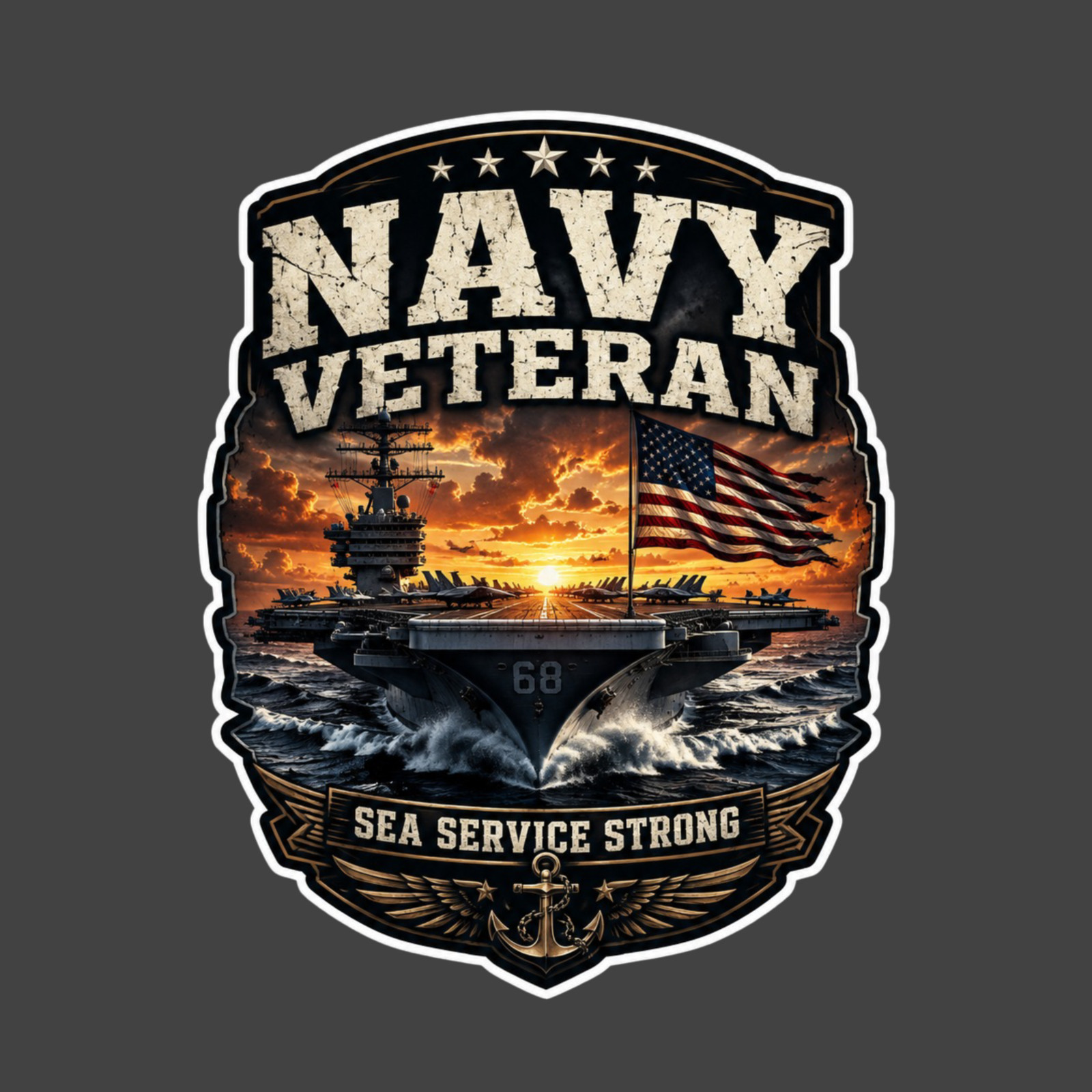 Navy Veteran Sticker Vinyl Decal Sea Service Strong Aircraft Carrier Military