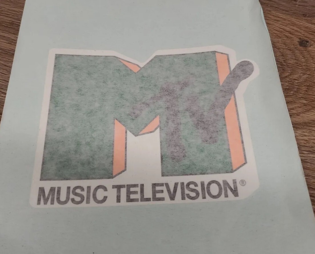 New MTV Vinyl Sticker Music Television 80's 90's 4" X 5.25" Green /Orange