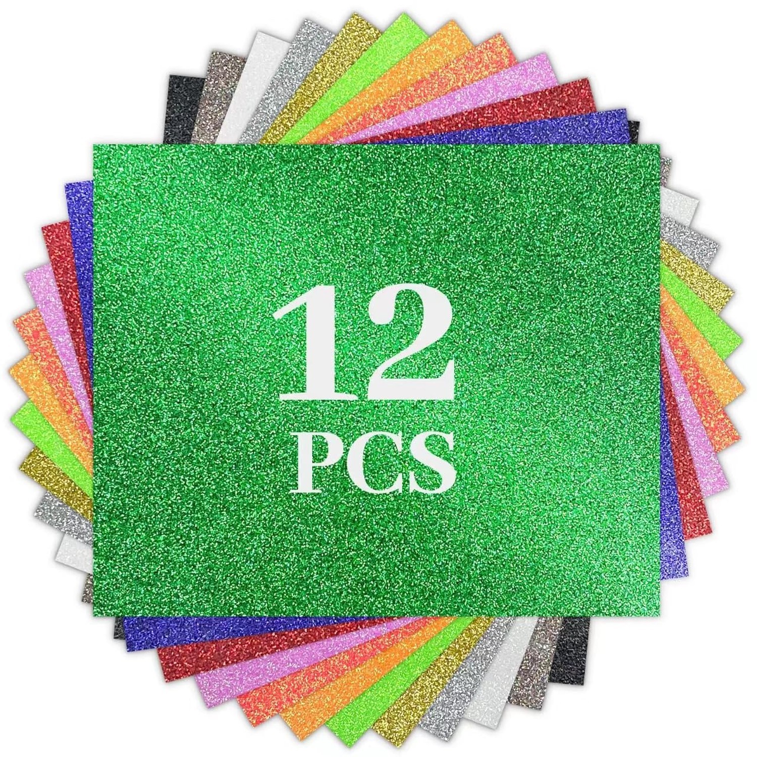 Glitter HTV Heat Transfer Vinyl Bundle – 12 Pack 12 "X10 Glitter Iron on Viny…