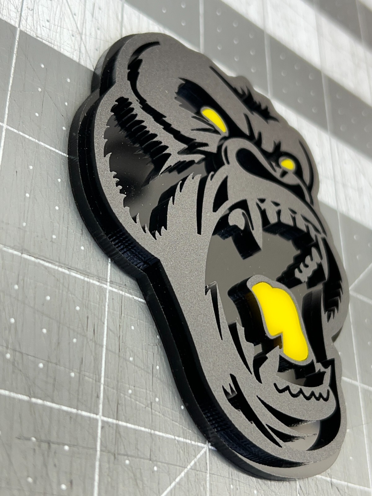 Angry Gorilla Yellow Eye Car Truck Emblem Badge Matte Black/Black Custom PK of 2