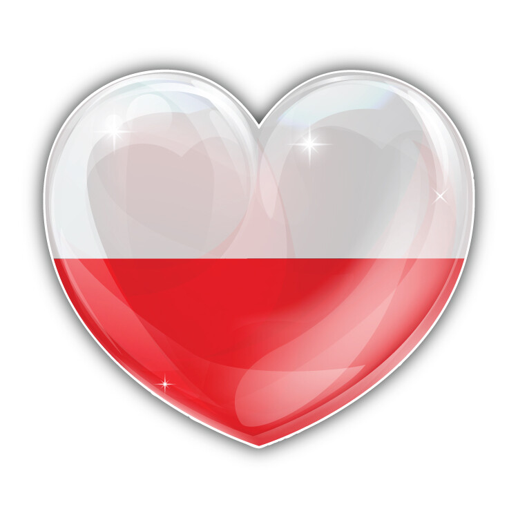 Poland Glossy World Flag Love Heart Conceprt Car Bumper Sticker Decal