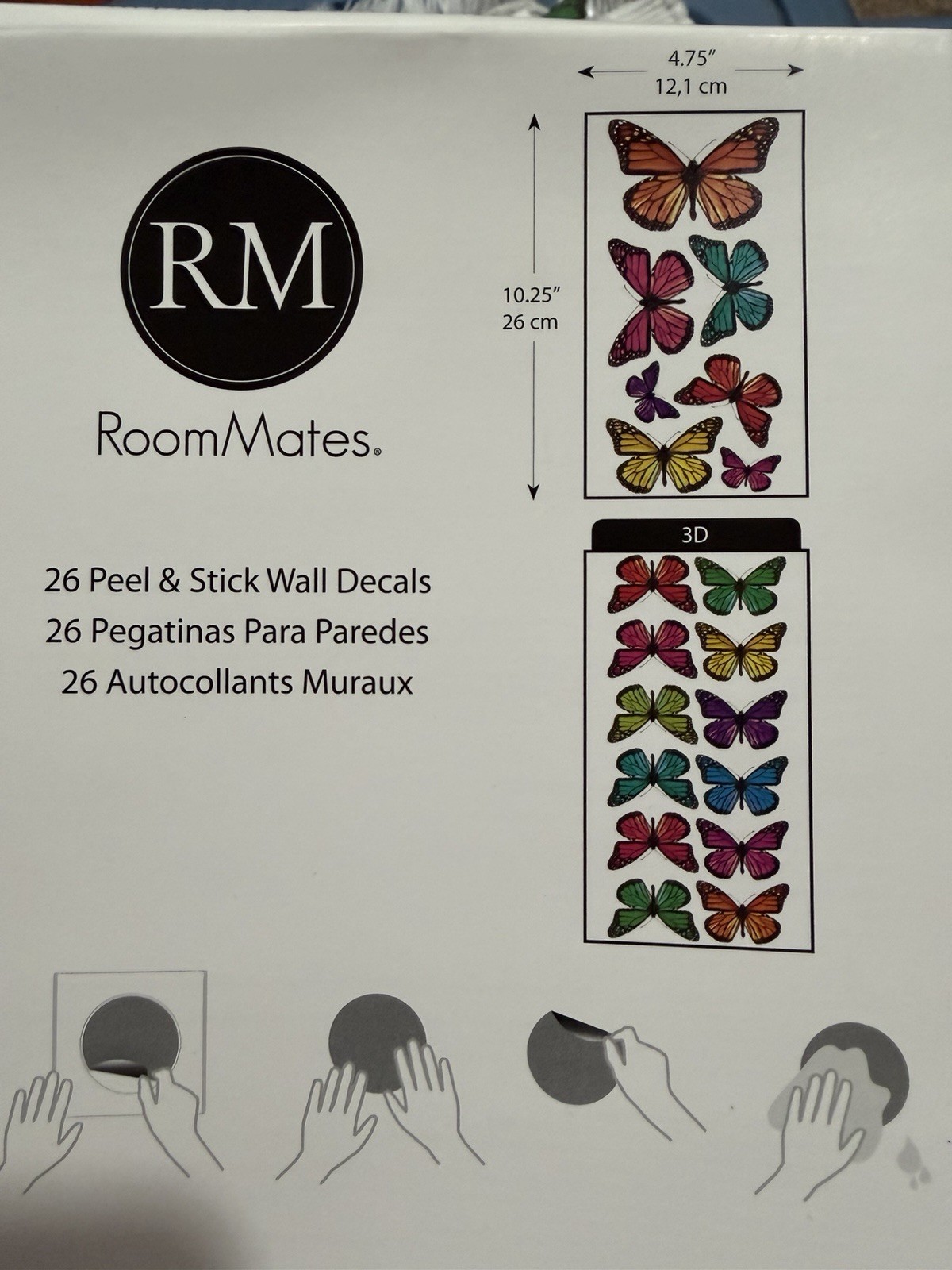 RoomMates 3D Butterfly Wall Decals NIP 26 Pieces Multi Color Multi Size