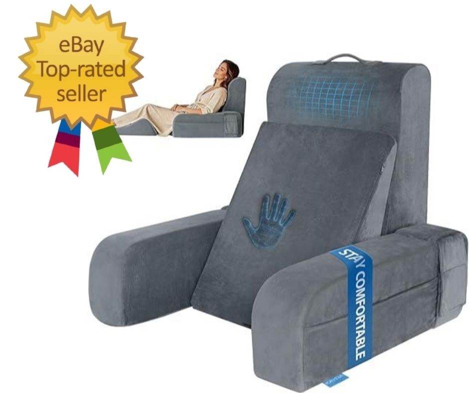 Reading Pillow, 10 in 1 Back Pillow for Bed Sitting up with Detachable Arms Rest