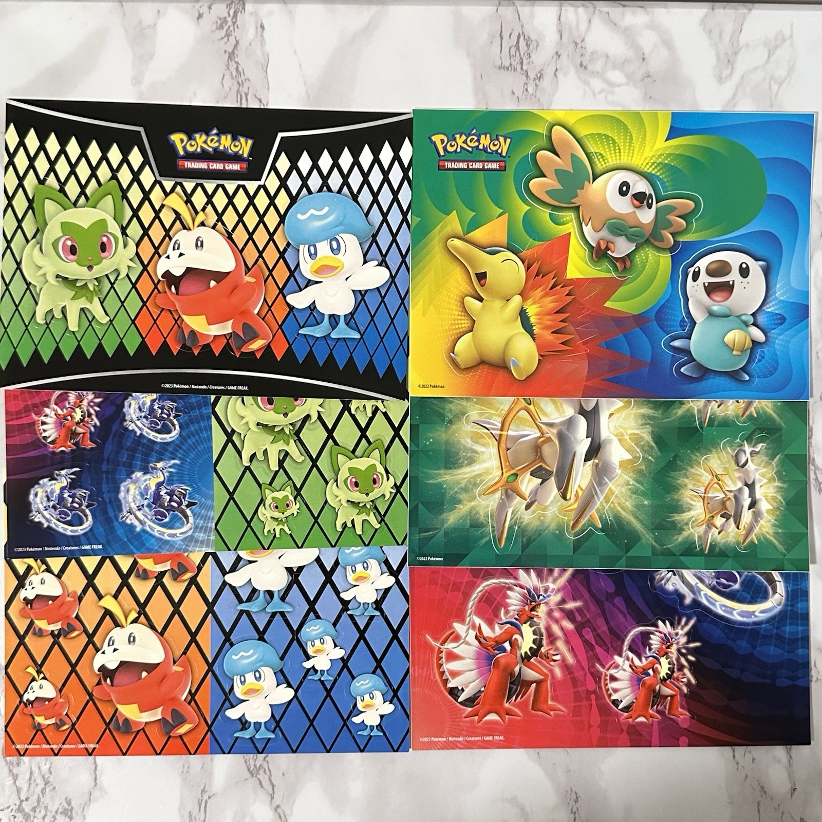 Lot Of 6 Pokemon Sticker Sheets Assorted – Sprigatito, Fuecoco, Quaxly, Arceus