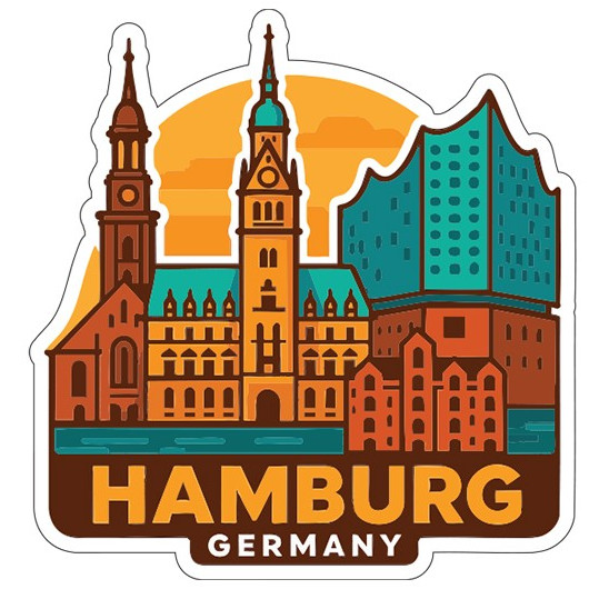 Hamburg Germany Sticker Decal Vinyl Die-Cut City Skyline Landmark Design