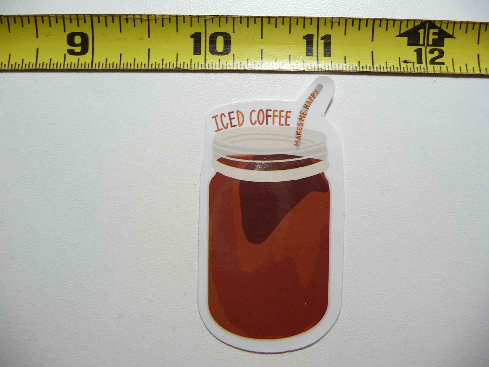 ICED COFFEE MAKES HAPPY SMALL STICKER DECAL BEVERAGE MORNING WAKE UP FUN