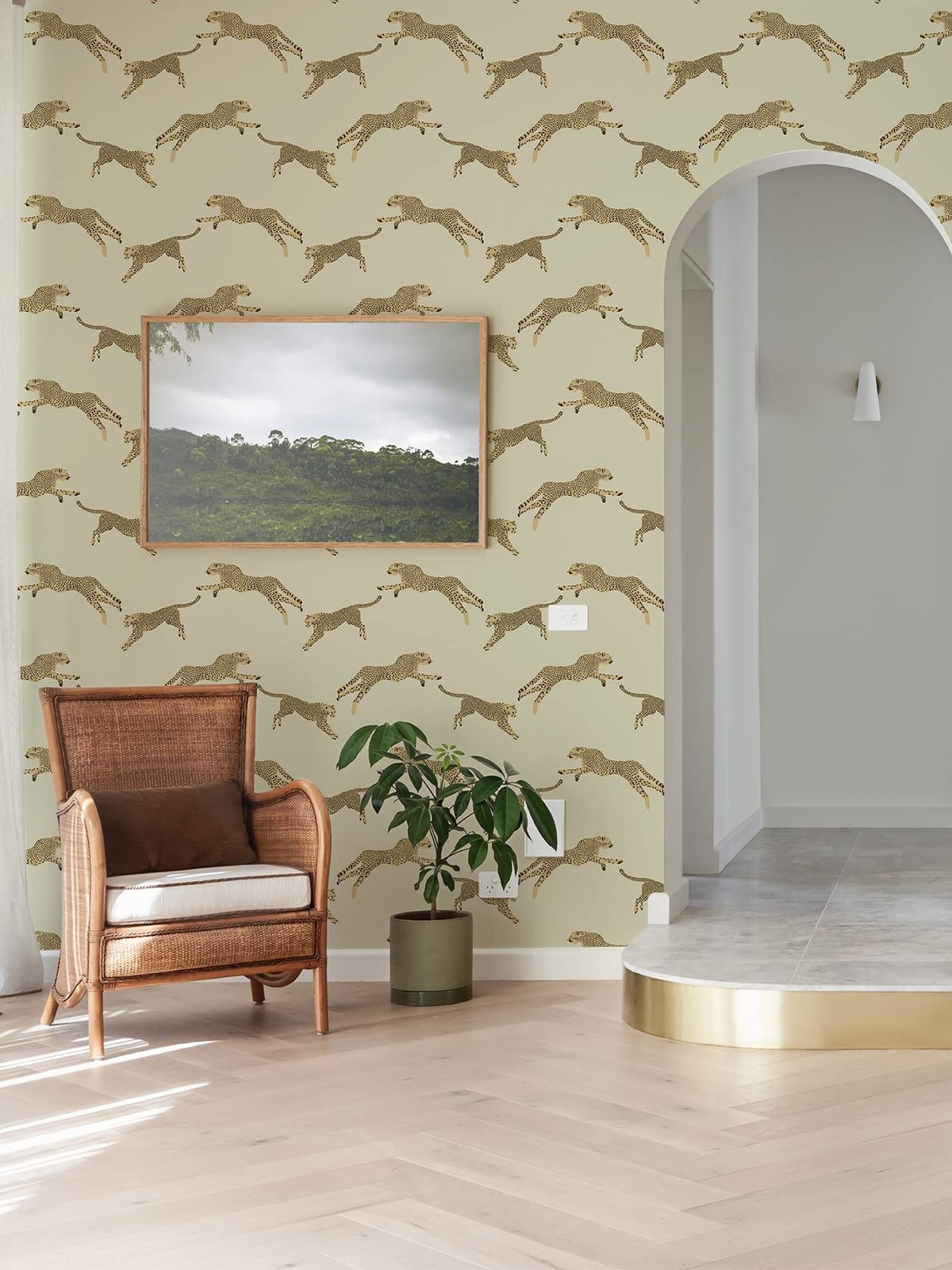 Scalamandre Dune Leaping Cheetah Peel & Stick Wallpaper Neutral
