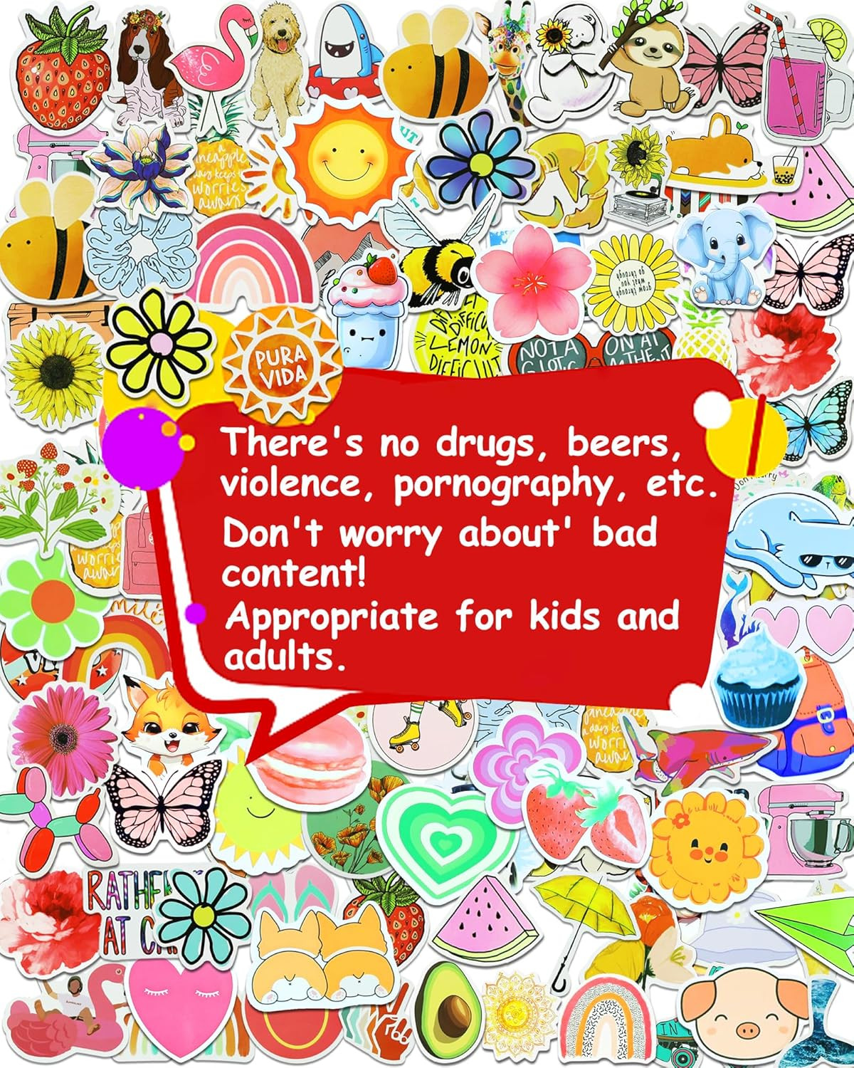 600Pcs Water Bottle Stickers for Kids, Cute Stickers for Water Bottles, Vinyl Wa