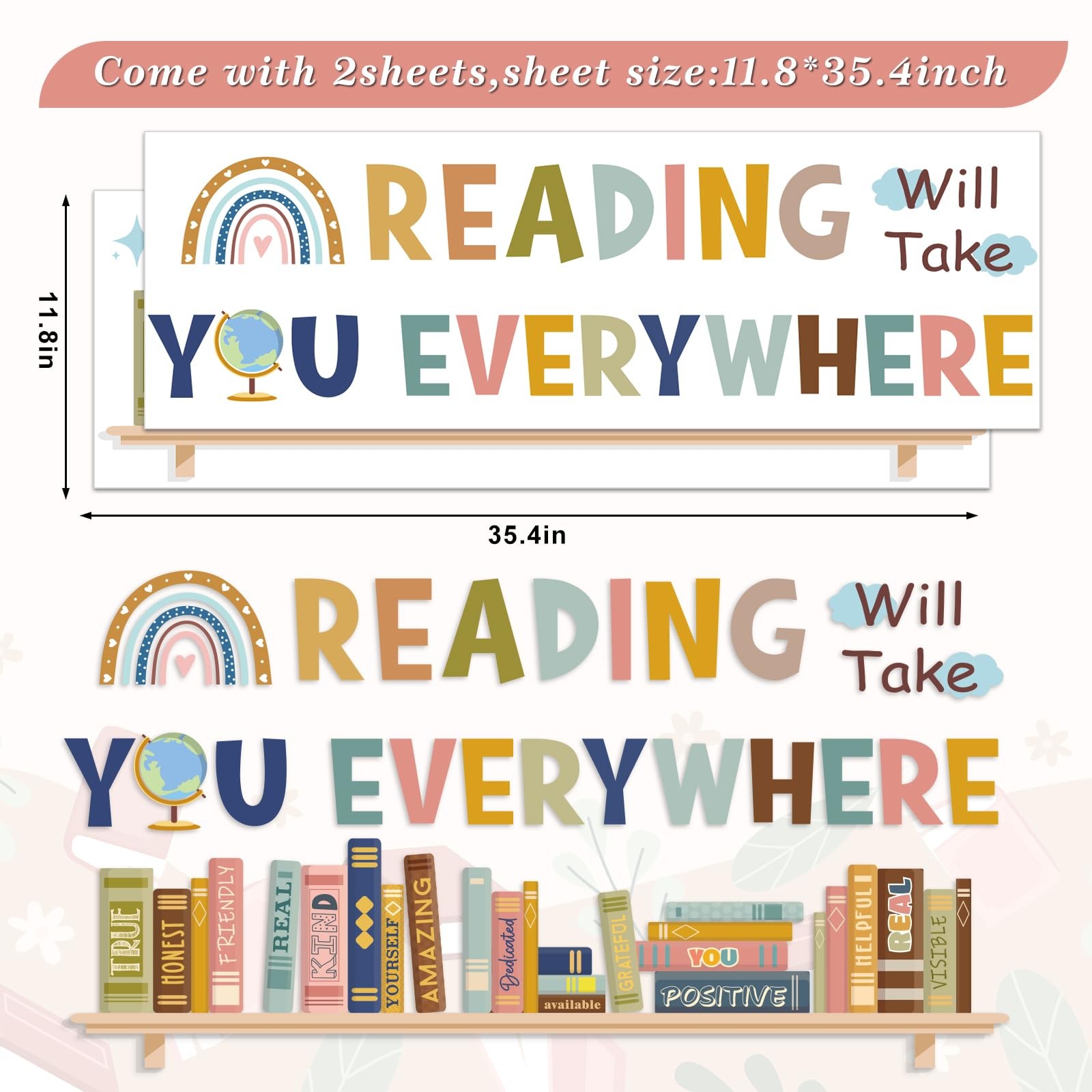 Boho Reading Will Take You Everywhere Wall Stickers Inspirational Quote Wall …