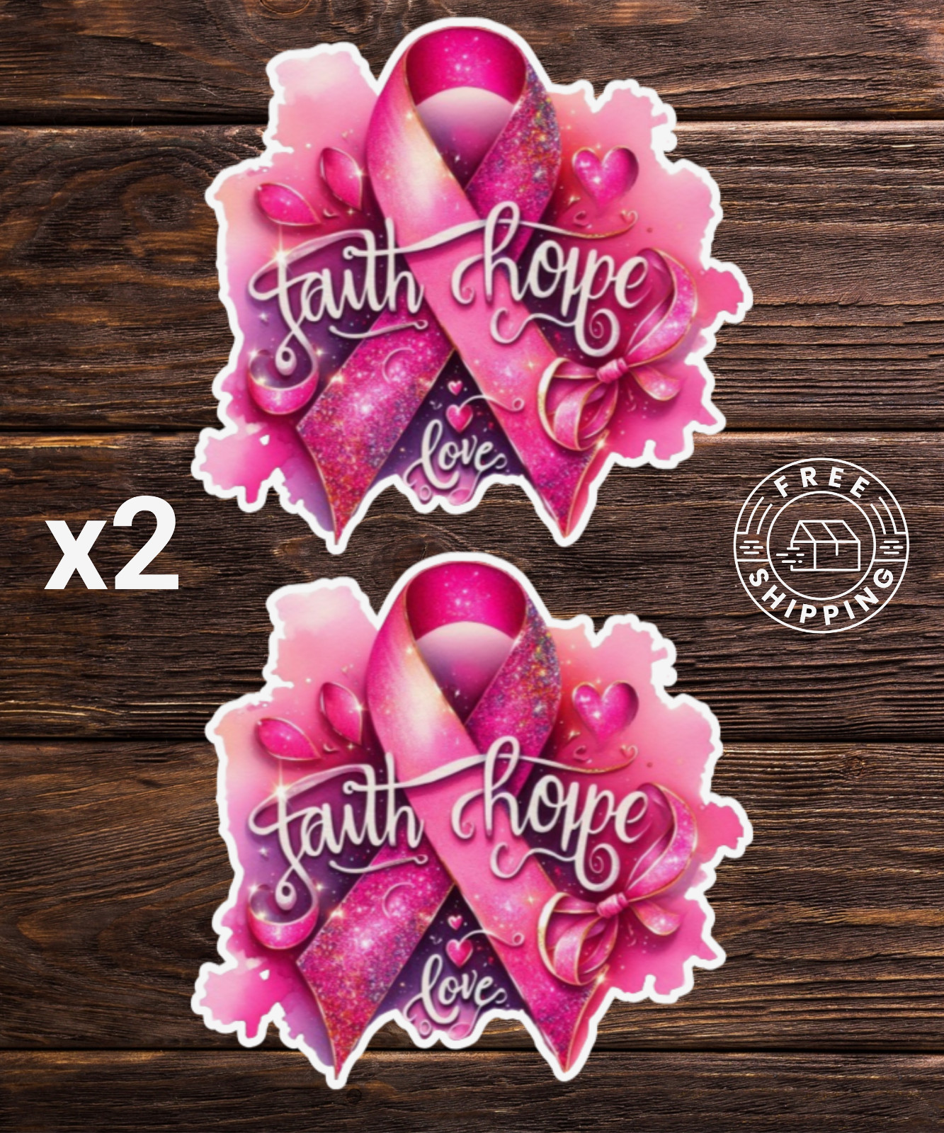Breast Cancer Awareness FAITH HOPE LOVE Sticker 3"