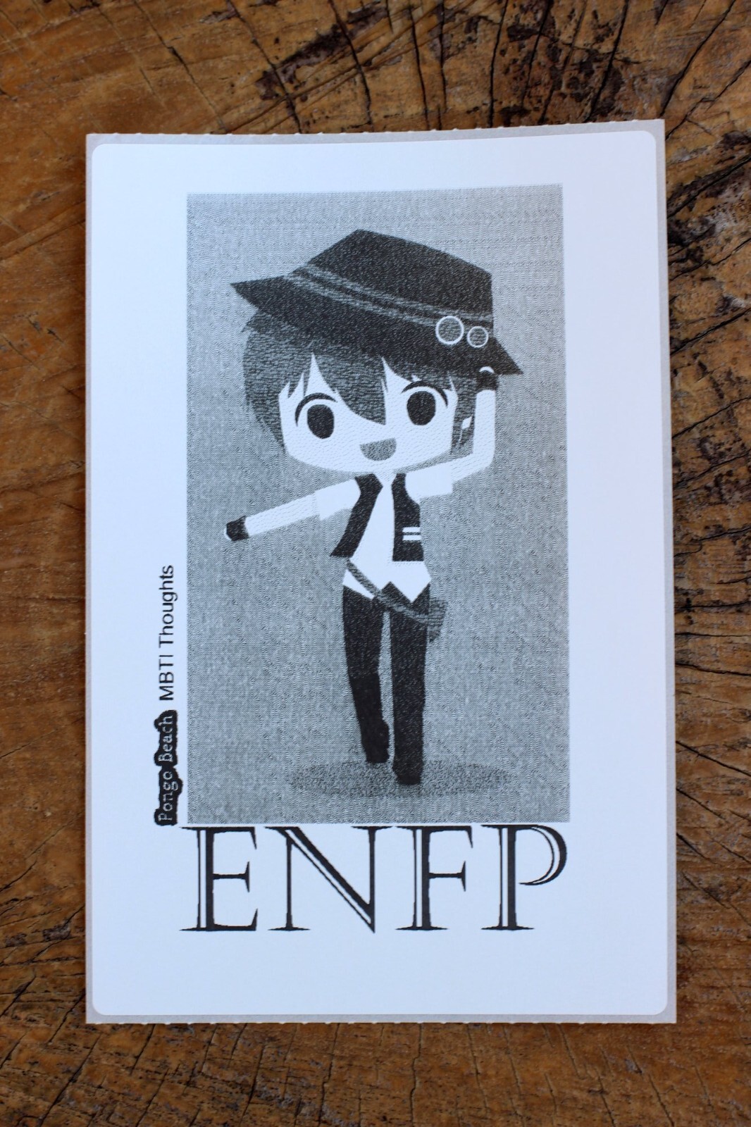 ENFP Boy B/W 4"x6" Thermal Sticker – Kawaii Anime Chibi – MBTI – Pongo Beach