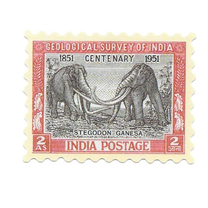 Vintage India Postage Stamp Sticker Stegodon Ganesa Elephant Vinyl Decal 2 As