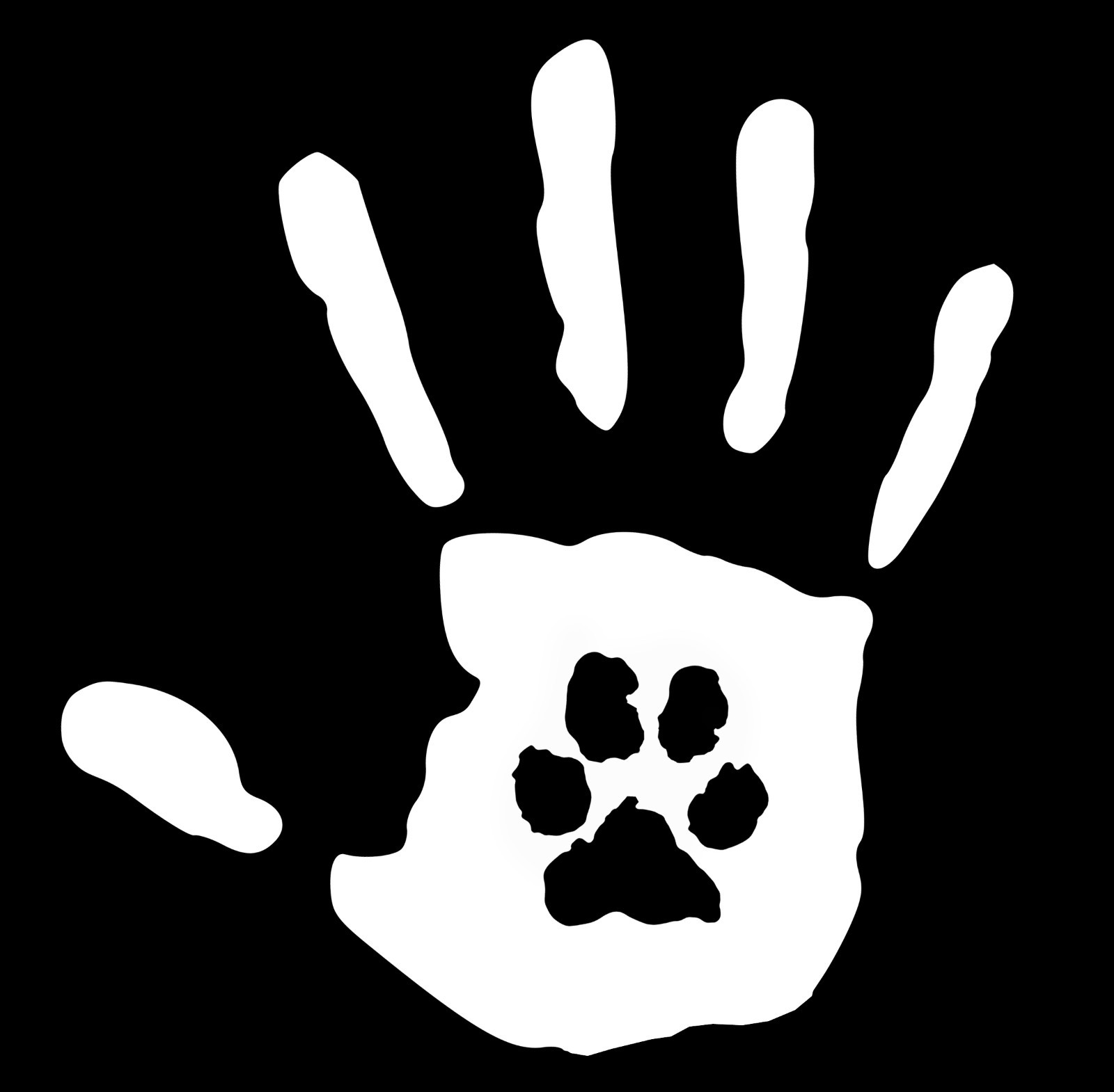 Hand Print With Paw Print Dog Cat Pet Rescue 6.2 inch Vinyl Window Decal