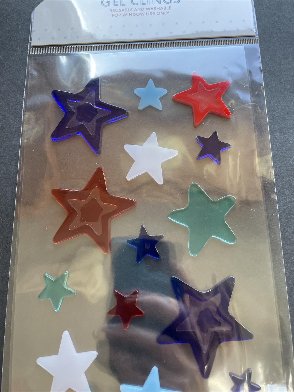 NEW USA Red White And Blue Stars 4th of July Gel Window Stickers Clings 17 ct