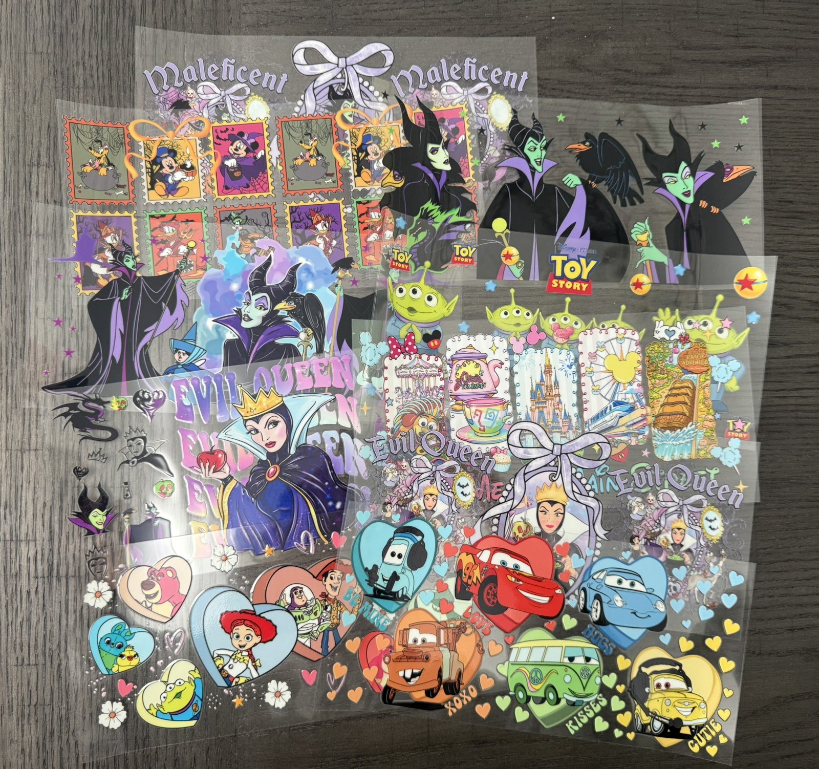 10 mix UV DTF 16 oz Cup Wraps Mostly Disney Villains Toy Story Cars New