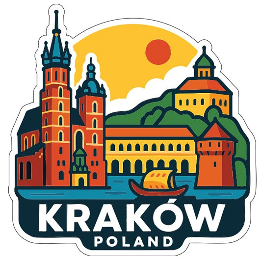 Kraków Poland Sticker Decal Vinyl Die-Cut City Skyline Landmark Design