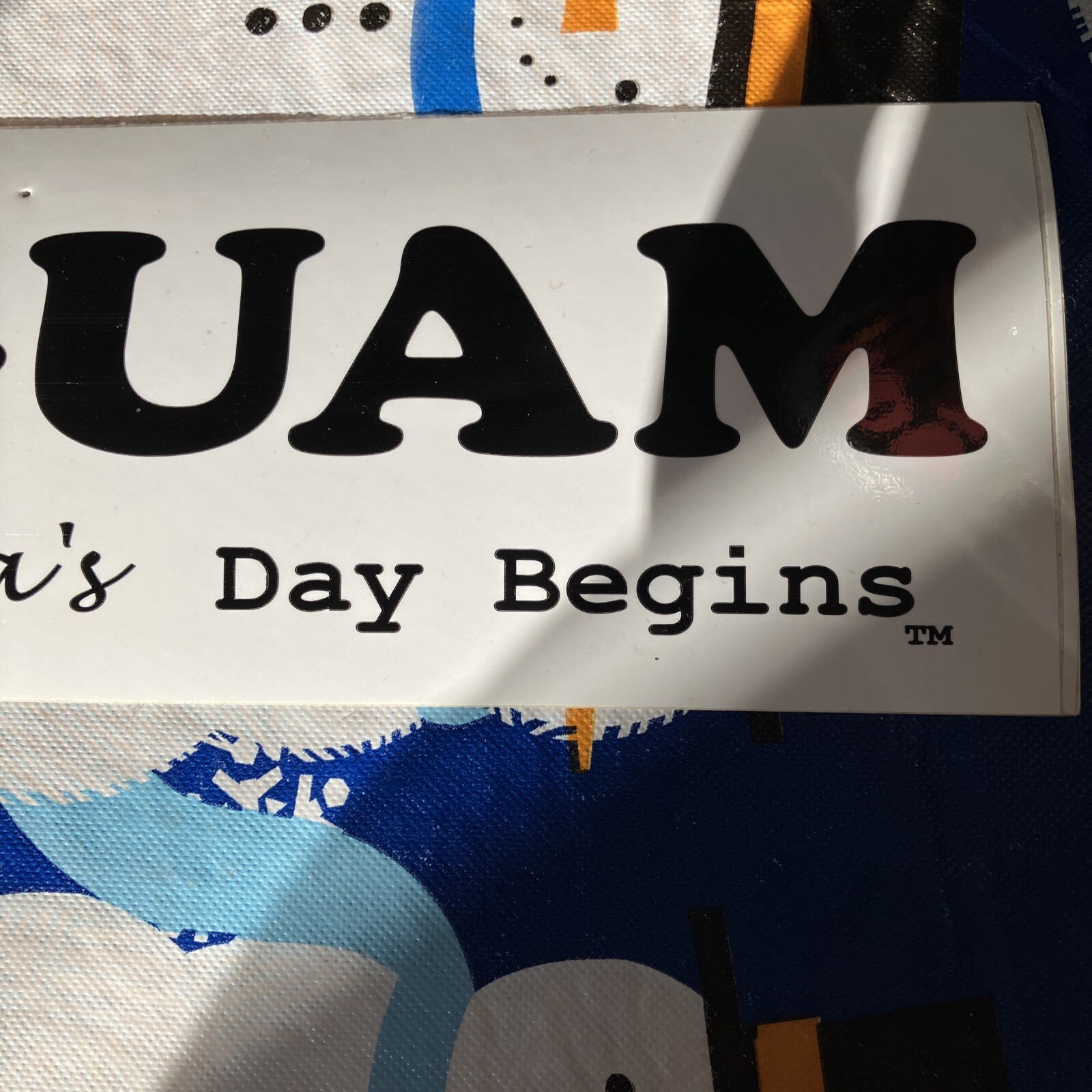 New I Love Guam Black & White Bumper Sticker With Small Pin Hole & Red Heart