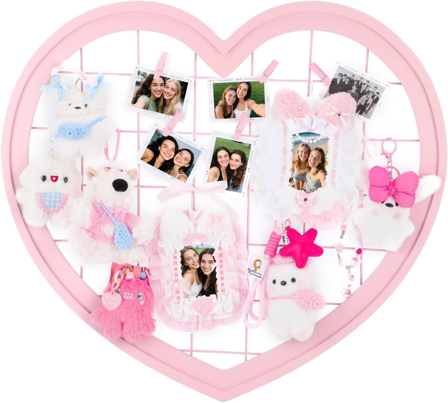 Stylish Heart-Shaped Wire Wall Grid Panel for Photos – Perfect for Teen Rooms