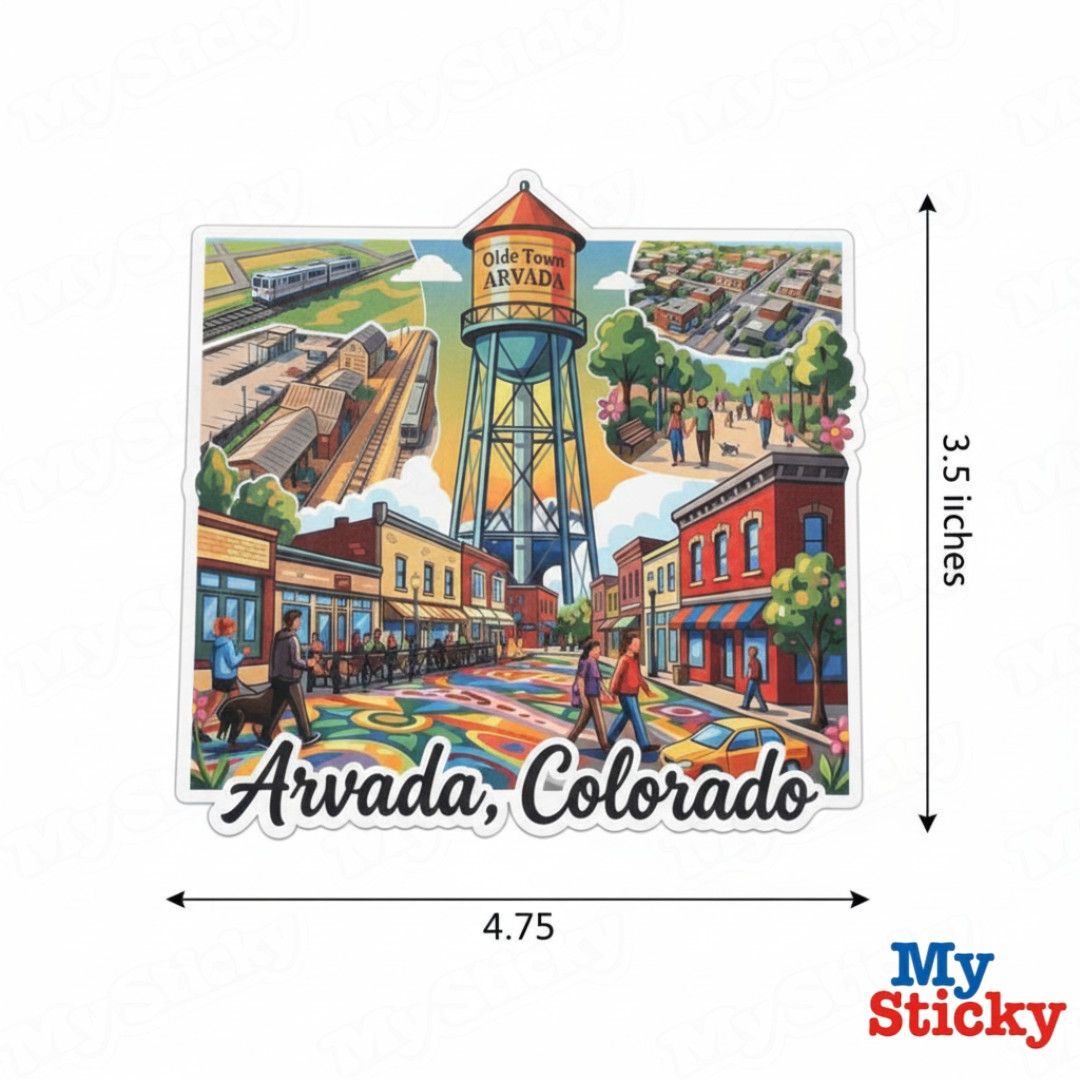 Olde Town Arvada Colorado Vinyl Sticker Travel Memorabilia Water Tower Decor NEW