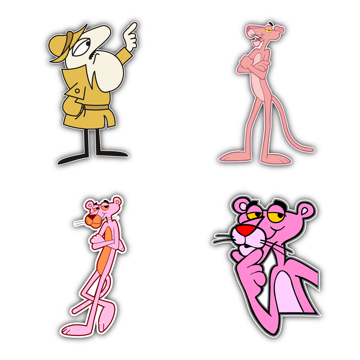 Pink Panther Cartoon Set Of 4 Vinyl Sticker Decal – 5" longer side ID:2