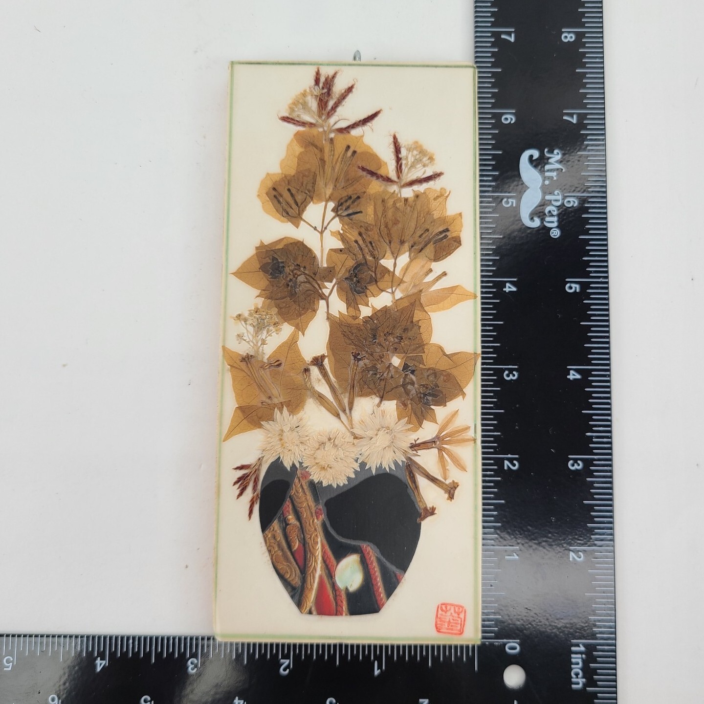 Set of 5 Asian Pressed Flower Art Panels Botanical Oshibana Style Wall Hanging