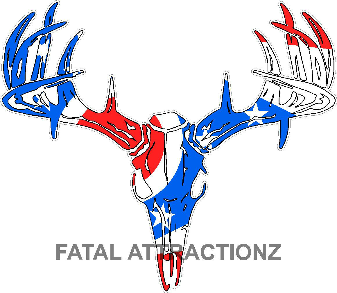 Ohio Flag Deer Skull S4 Vinyl Sticker Decal Hunting Buck whitetail bow state