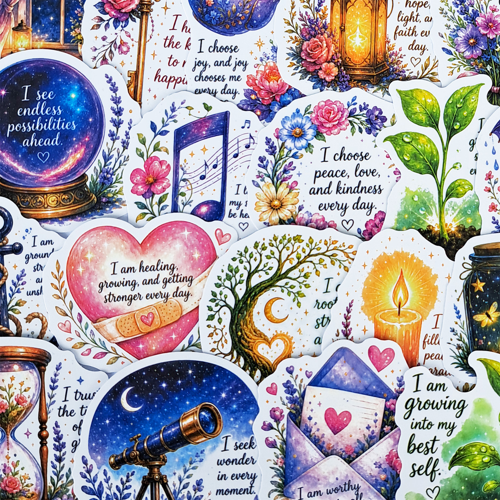 50 PCS Positive Affirmation Sticker Pack Inspirational Quotes Self Love Wellness