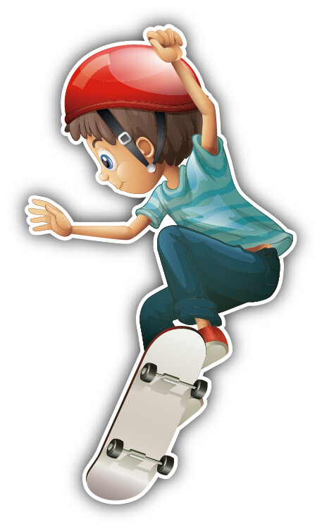 Kid Skateboarder Cartoon Car Bumper Sticker Decal