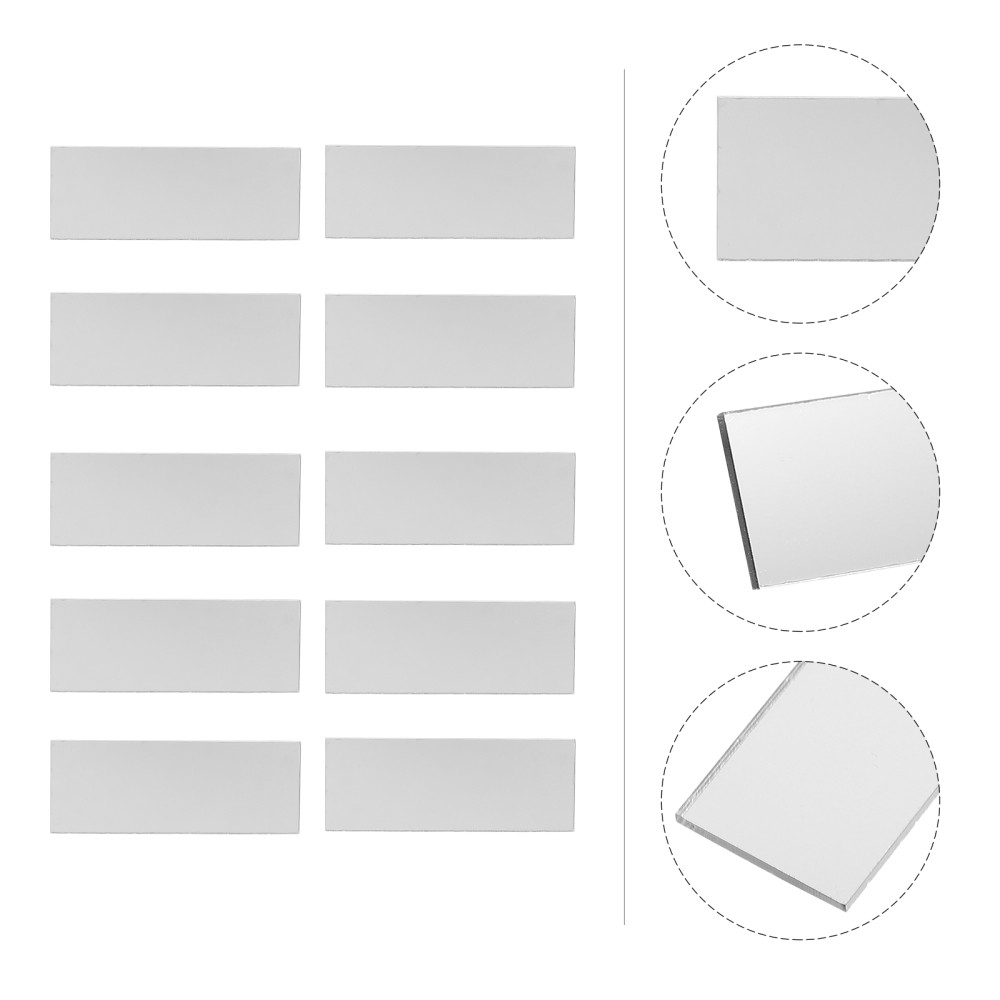 10pcs Rectangular Mirror Mosaic Tiles Craft Stripes Mirrors