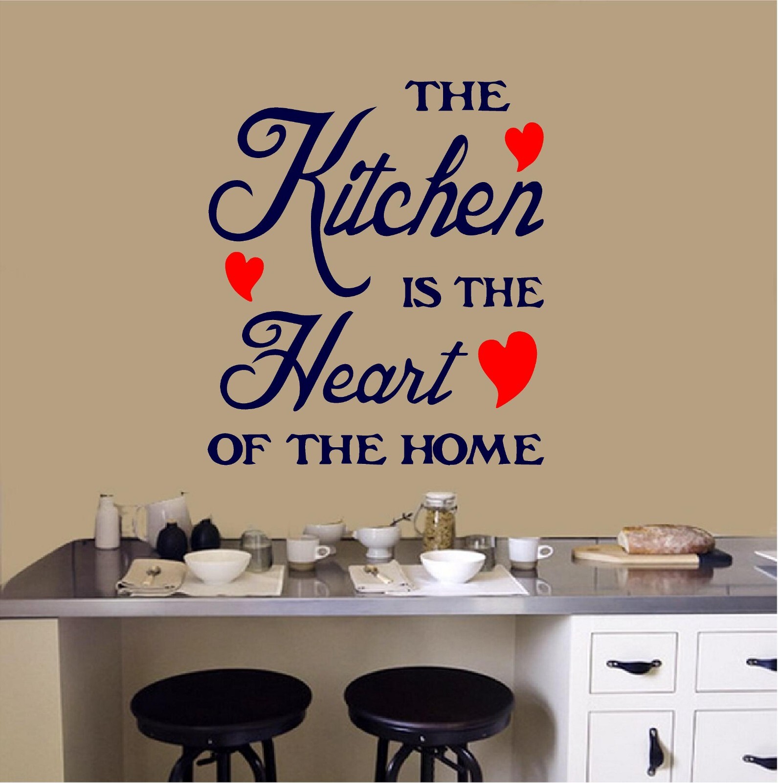 The Kitchen is the Heart… Vinyl Decal Home Décor 14" x 16"