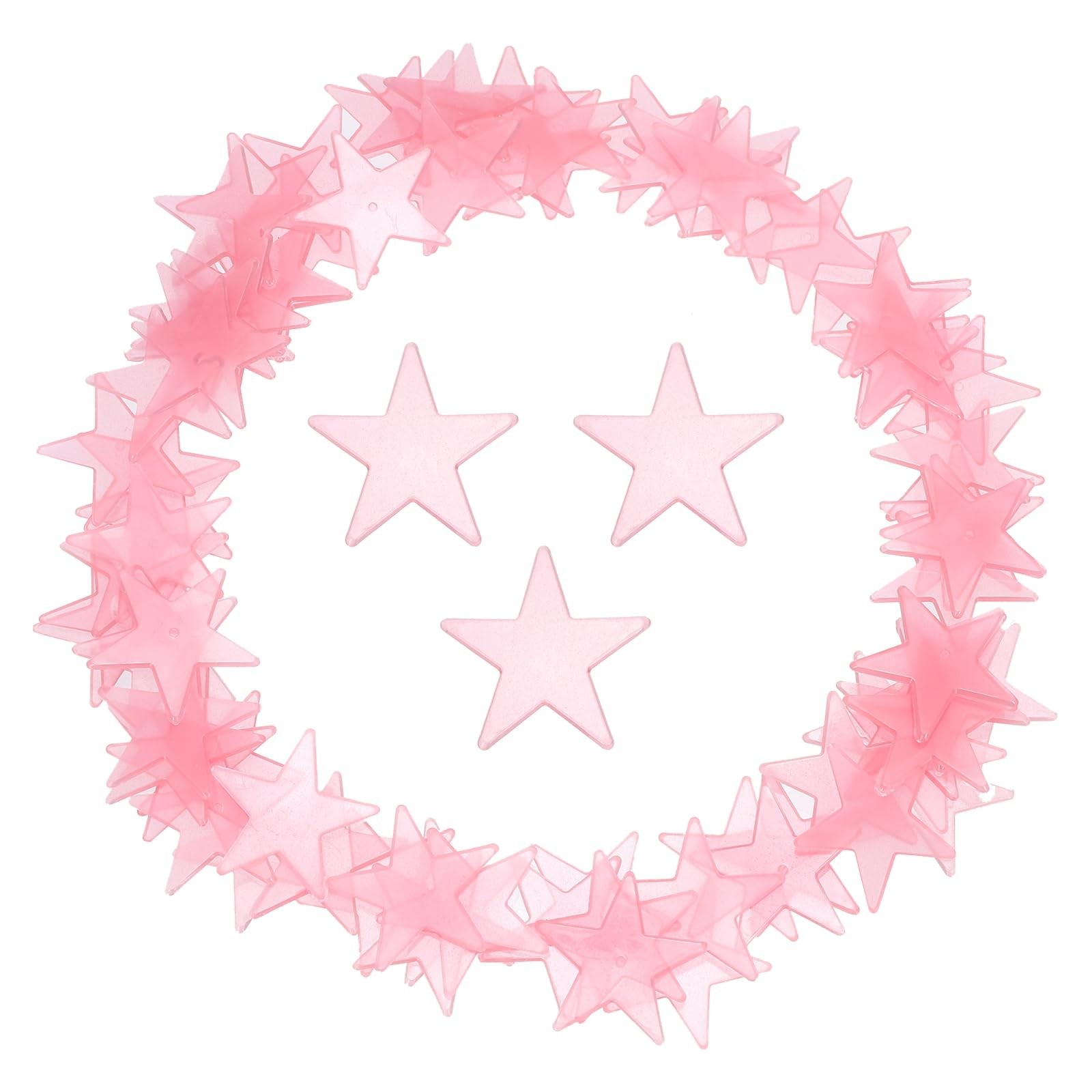 MECCANIXITY 100 Pcs Glow in The Dark Stars Stickers for 1.5"Lx0.06"T, Pink
