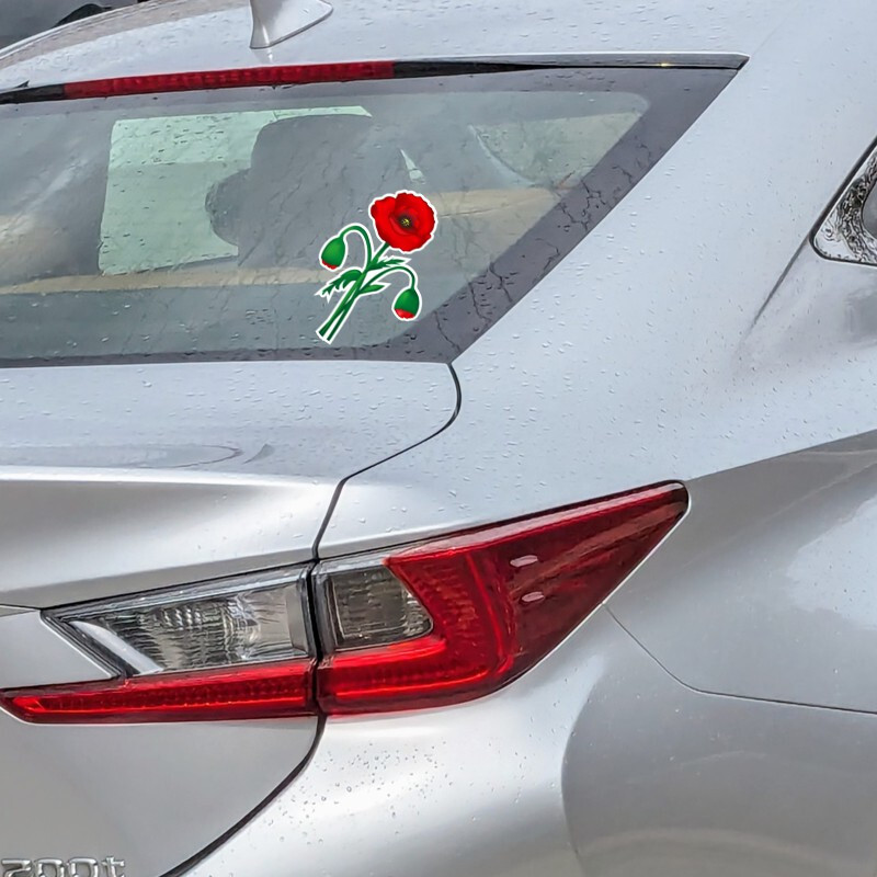 Beautiful Red Poppy Vinyl Sticker Waterproof Flower Decal for Laptops Bottles