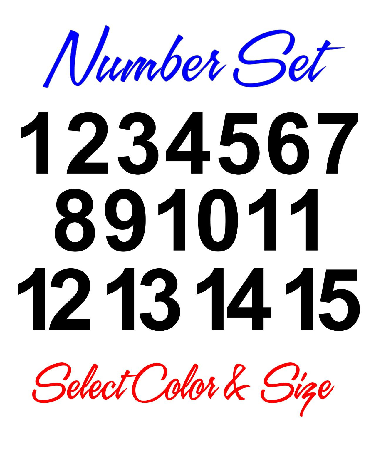 Menu Sign Vinyl Decal Numbers 1 – 15 – Select Color & Size