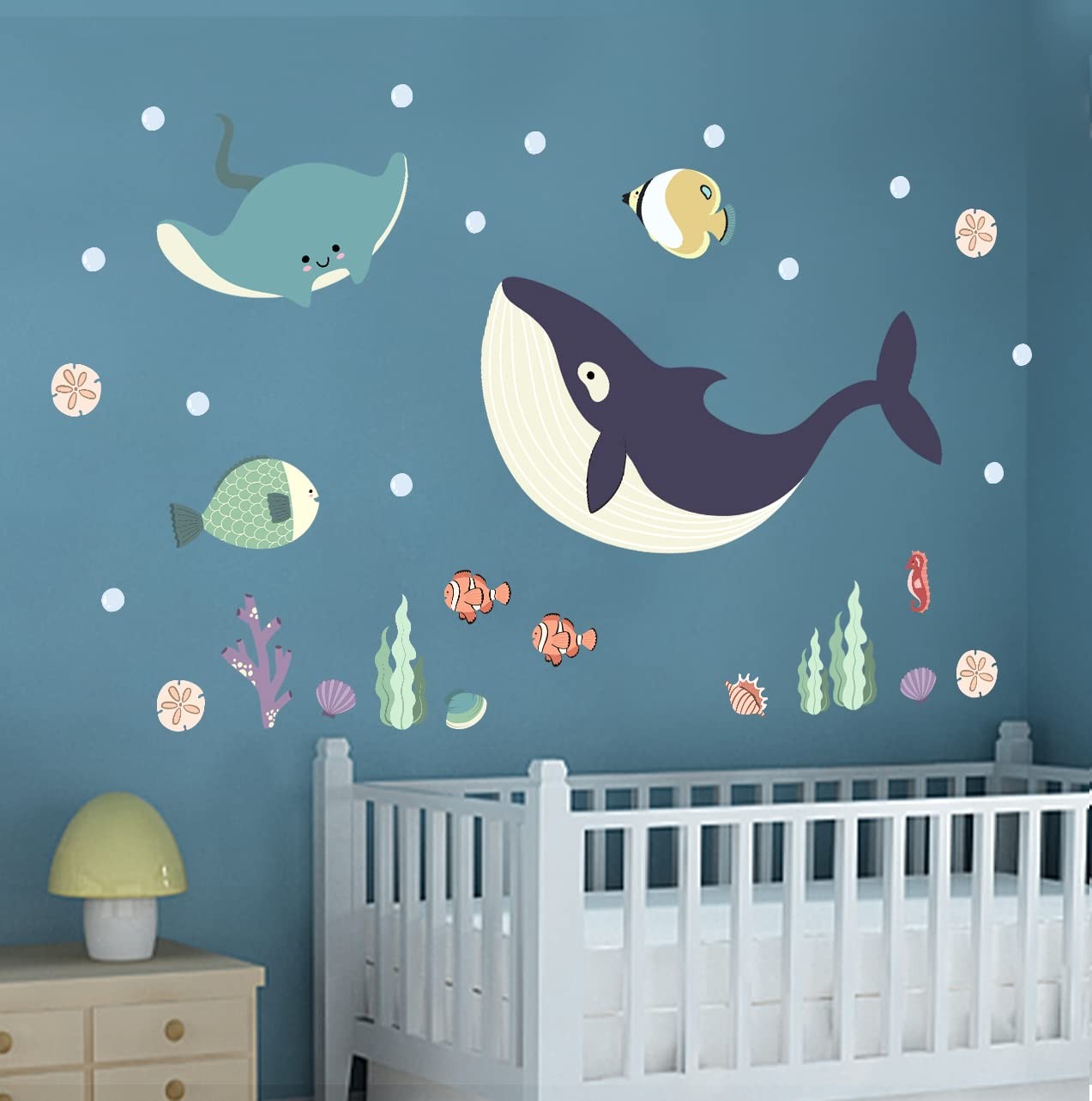93pcs Ocean Animals Wall Decals Peel and Stick, Ocean Wall Stickers for Baby …