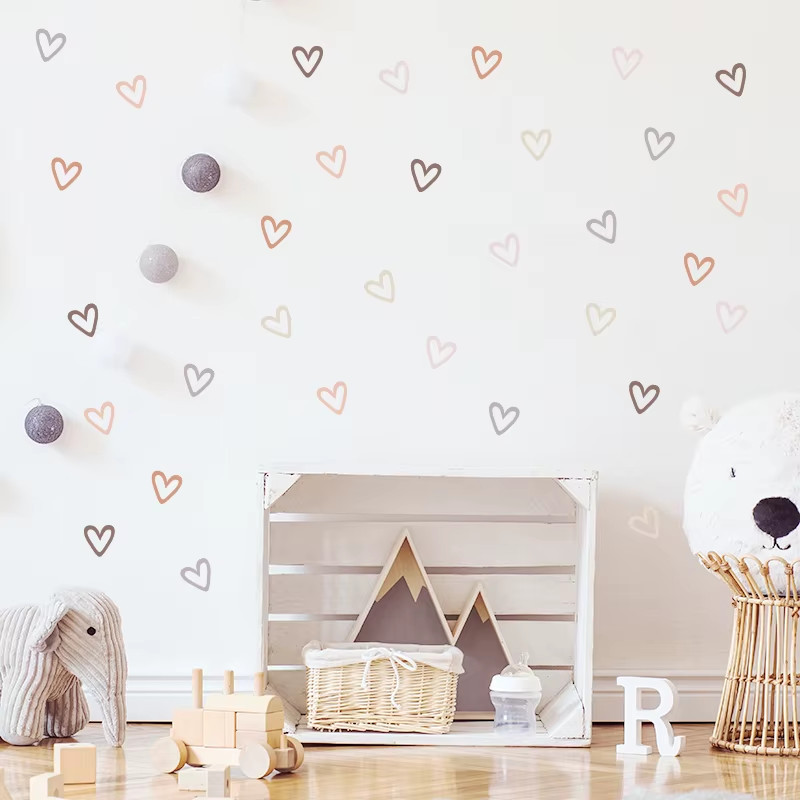 36Pcs Heart Shape Trendy Boho Style Wall Stickers Bohemian Wall Decals for Livin