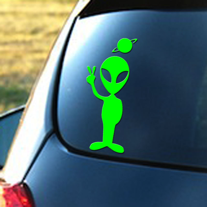 Alien Peace Symbol – THREE PACK – Vinyl Decal, Movie Paul, Flying Saucer, UFO