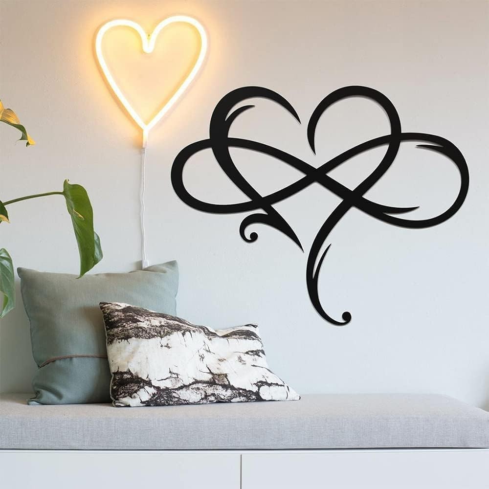 Infinity Heart Metal Wall Art – Elegant Love Sign for Home Décor 13.8"x11.4"