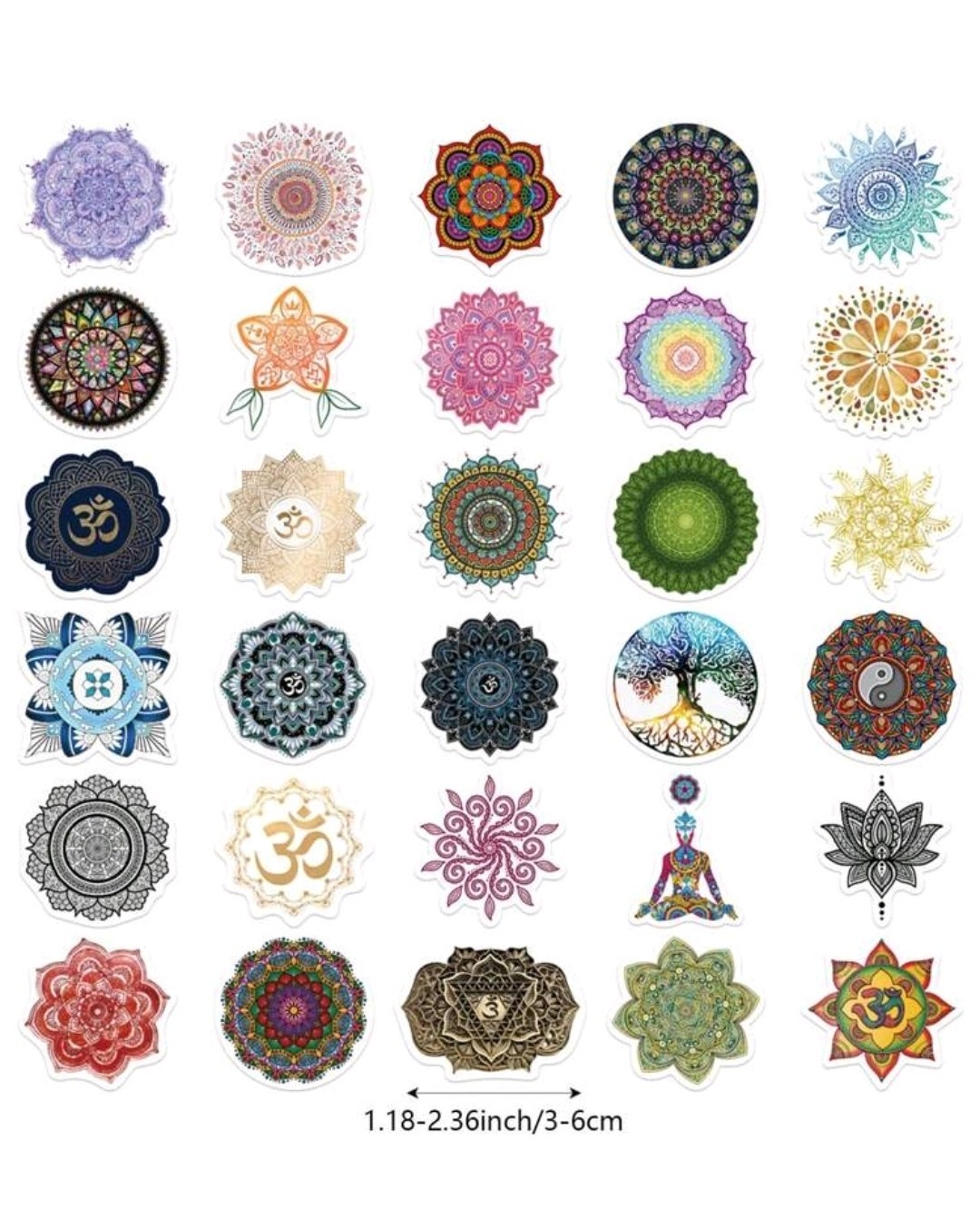 15Pcs Mandala Floral Yoga Spiritual Vinyl Stickers,Waterproof,Laptop,Car,Window