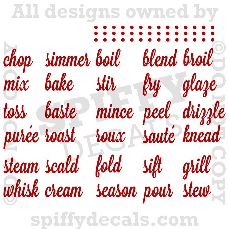 Kitchen Words Border Mix Saute Chop Bake Grill Vinyl Wall Decal Decor Sticker