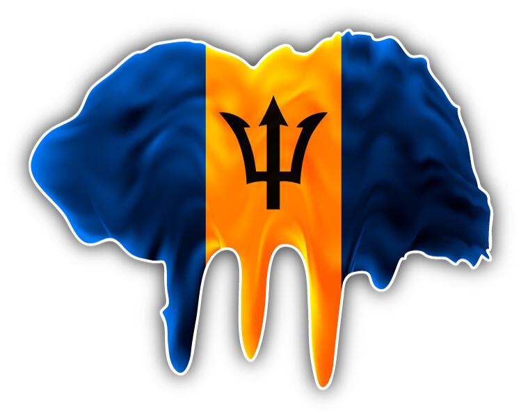 Barbados Flag Paint Streks Car Bumper Sticker Decal