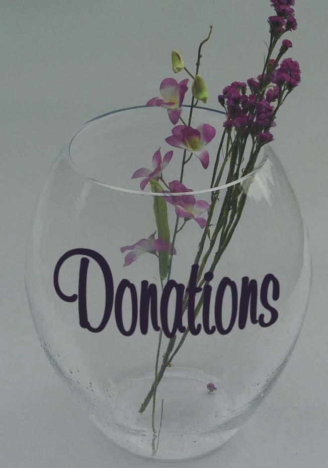 Make your Own DONATIONS Jar Vinyl Sticker Decal 3"w-5"w (Jar not Included)