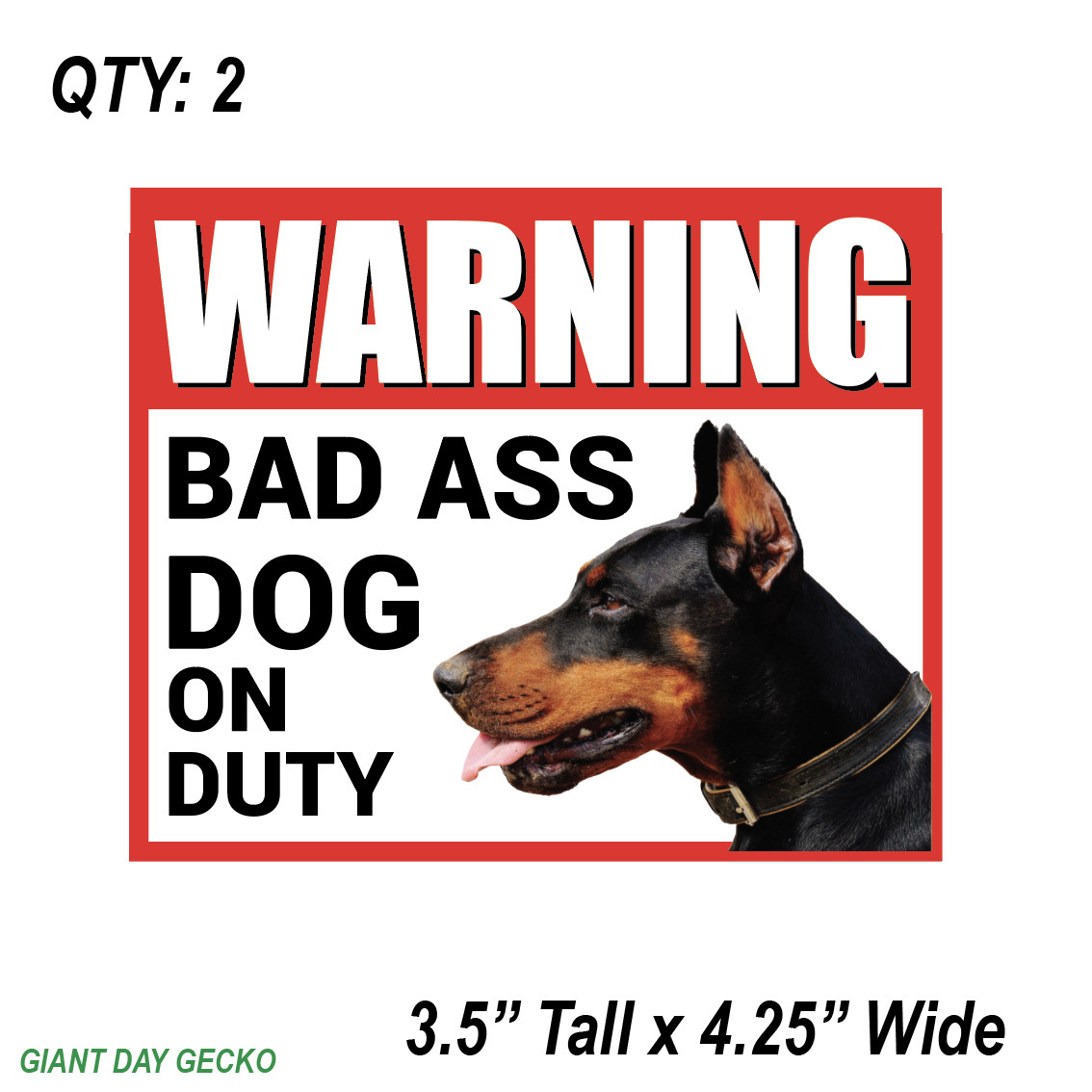 (2) TWO BAD ASS DOG Decal Stickers Car WARNING K9 German Shepard DOBERMAN Pero