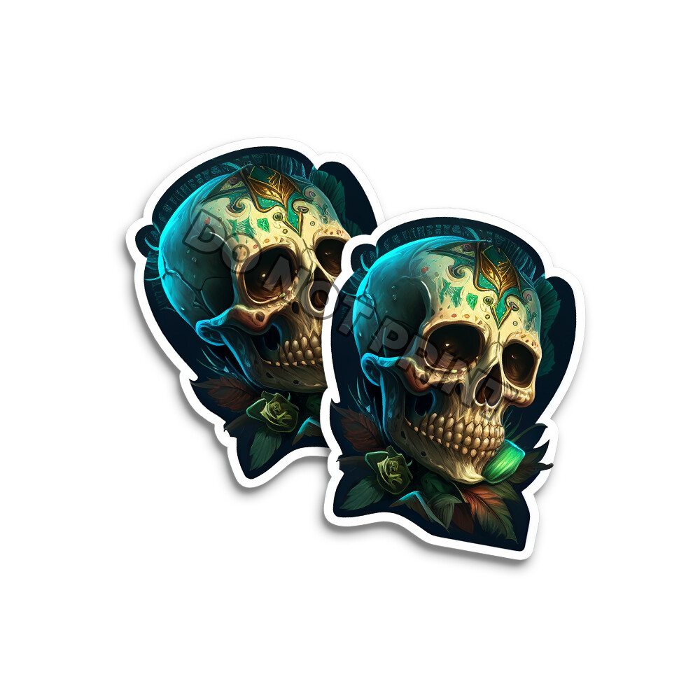 Day of the Dead stickers 2 pack of Dia de los Muertos Decals Sugar Skull #34009