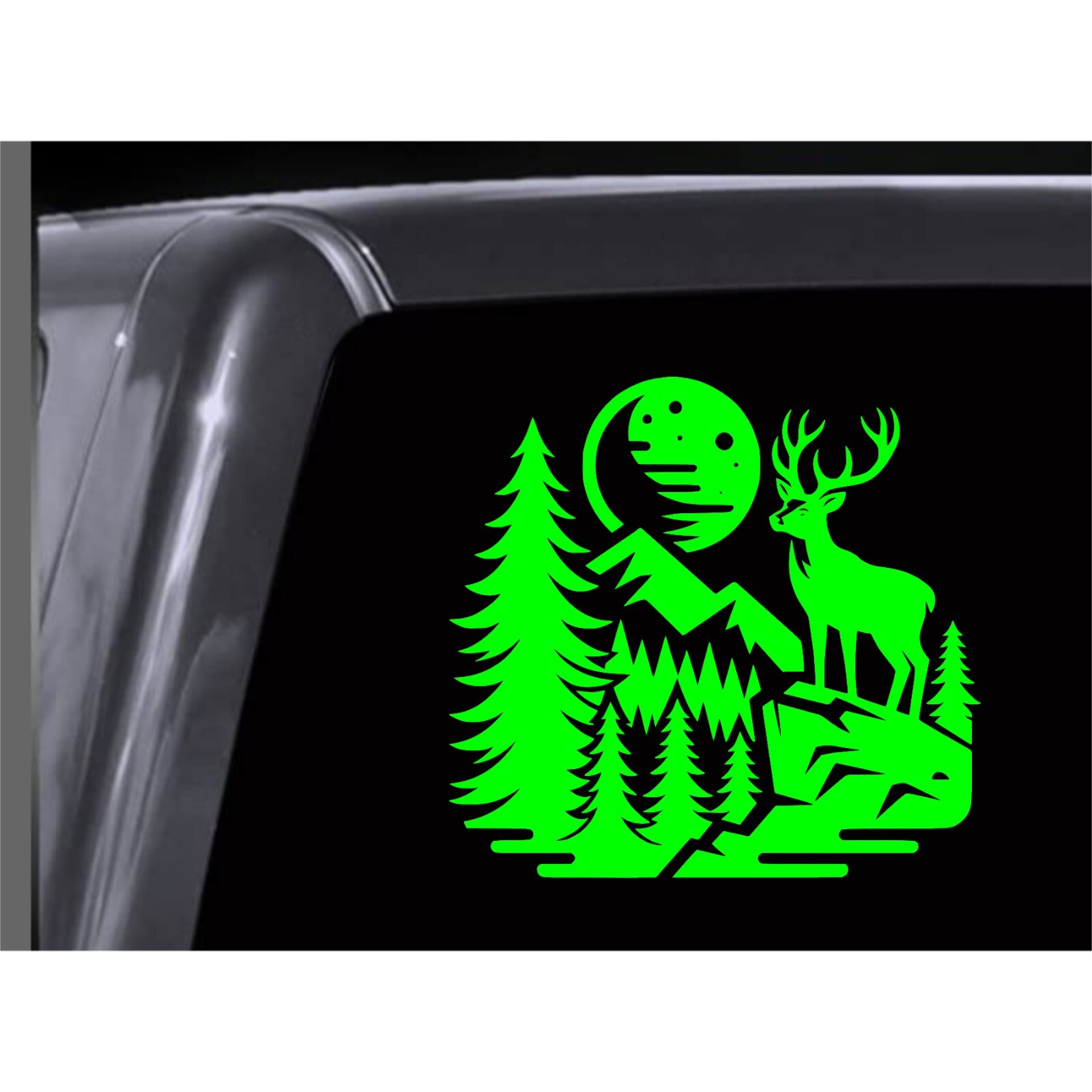DEER and Mountain Scene Vinyl Decal. Car Window Sticker