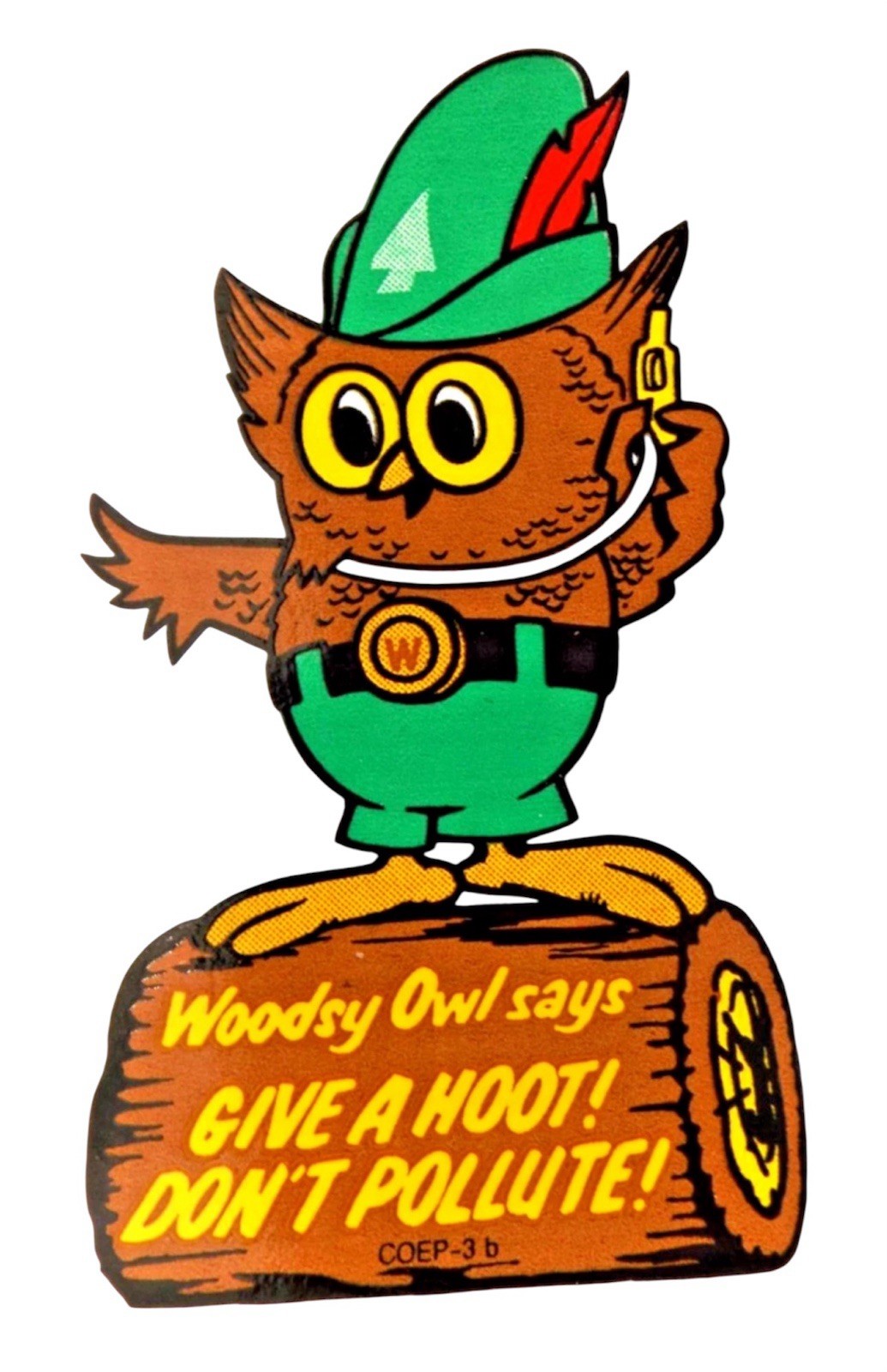 Retro Woodsy Owl Give Hoot Don’t Pollute USA Map 3” Vinyl Sticker Decal 3PC Set