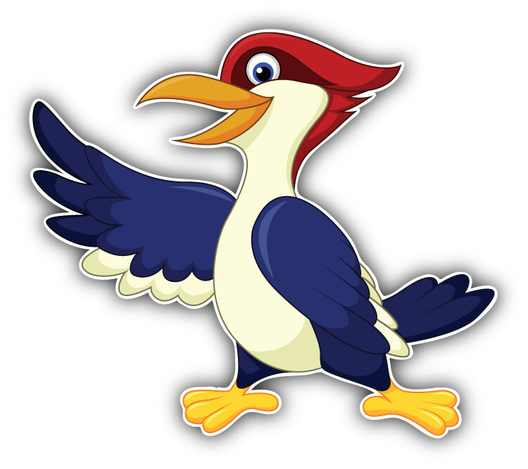 Woodpecker Bird Cartoon Car Bumper Sticker Decal